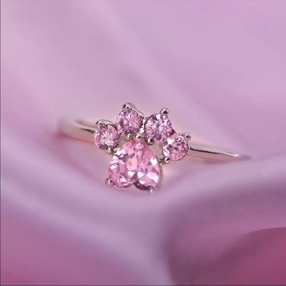 New s925 silver adjustable pink CZ women’s ring - Picture 2 of 2